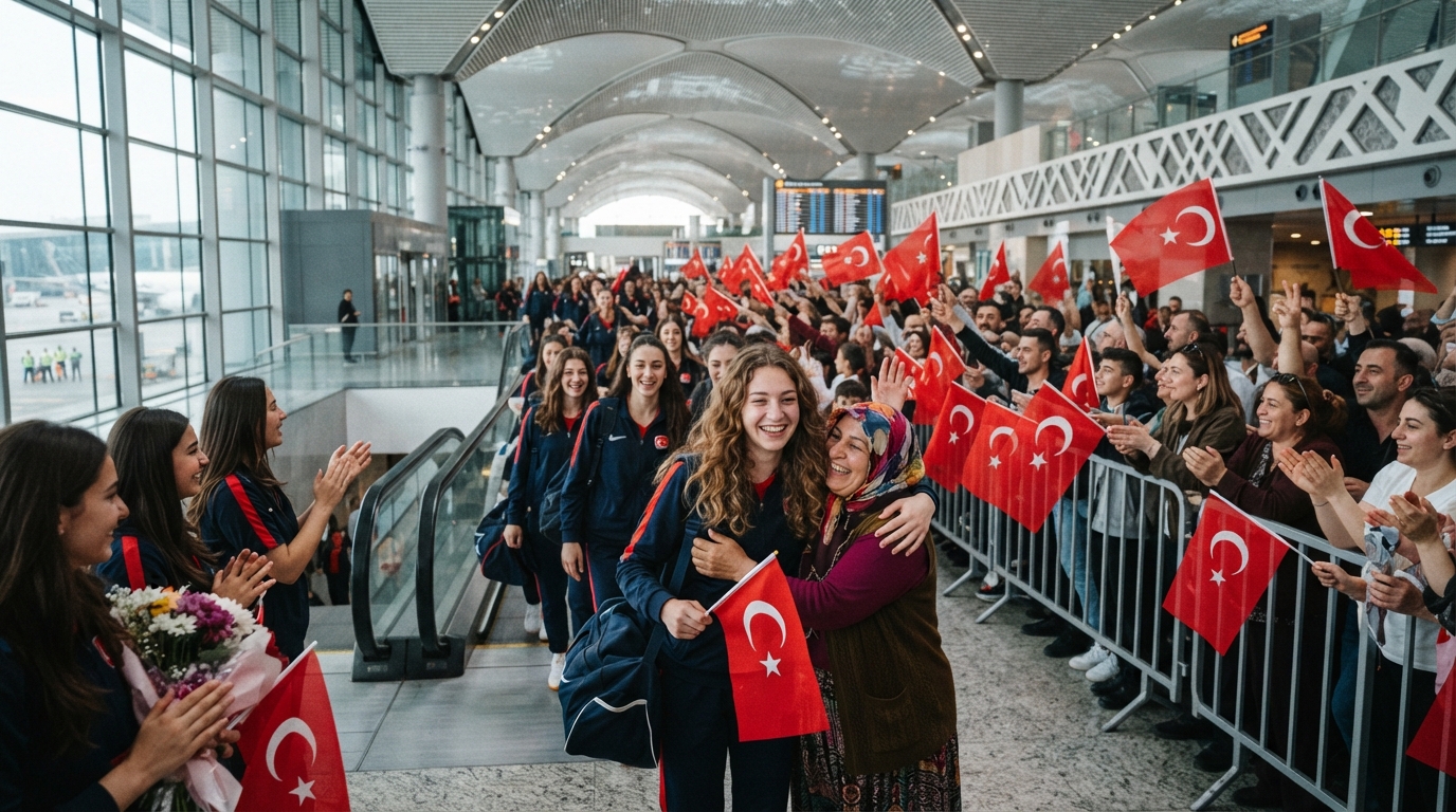 U17 Kız Voleybol Milli Takımı dünya ikinciliğinin ardından İstanbul’da karşılandı
